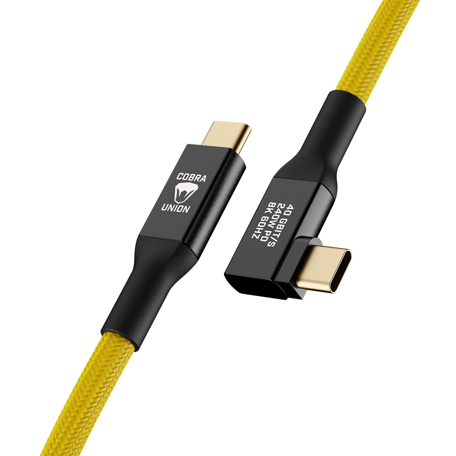 Cobraunion Usb C Cable 0 3m 40g Yellow Angled