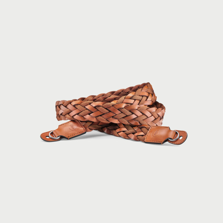 Leica Carrying Strap Flat Braided Rayon Leather Cord Cognac