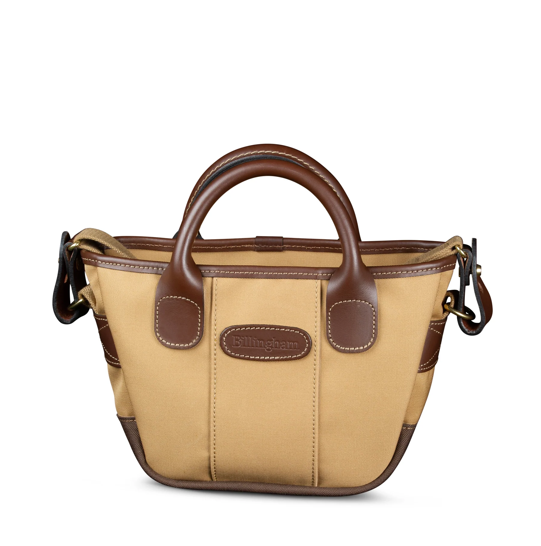 Billingham Dolly Grip Handbag Khaki Canvas Brown Leather