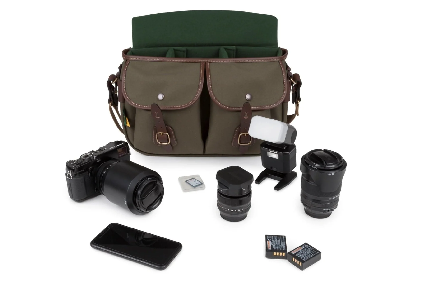 Hadley Pro 2020 Camera Bag Green Fibrenyte Brown Leather