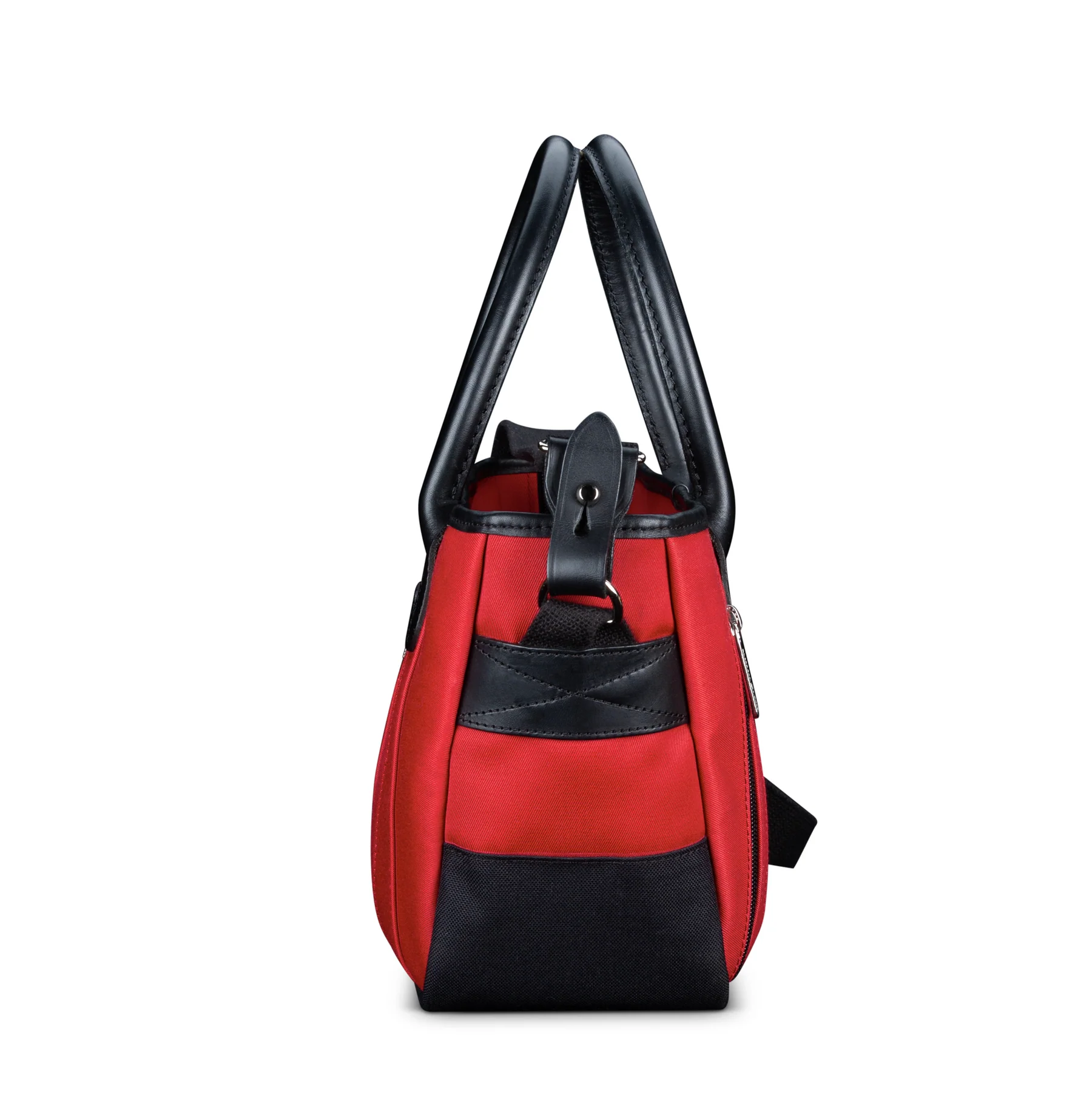Key Grip Handbag Burgundy Canvas Black Leather