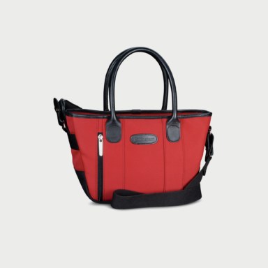 Key Grip Handbag Burgundy Canvas Black Leather